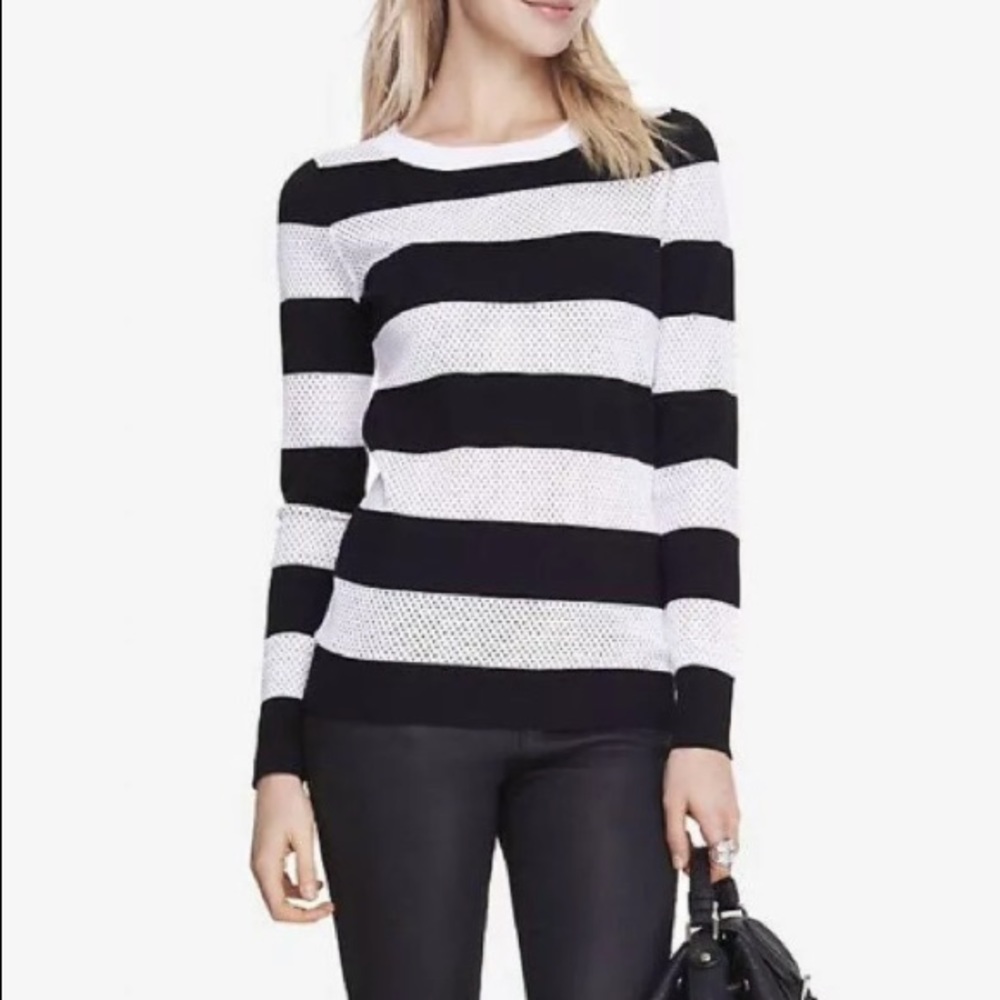 Express Sweater Black White Striped XS